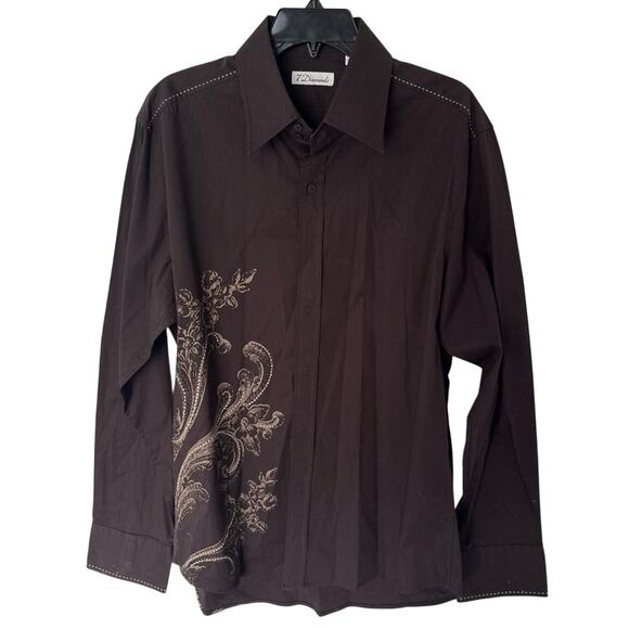 7 Diamonds Shirt XL Brown Button Down Long Sleeve - Picture 3 of 3